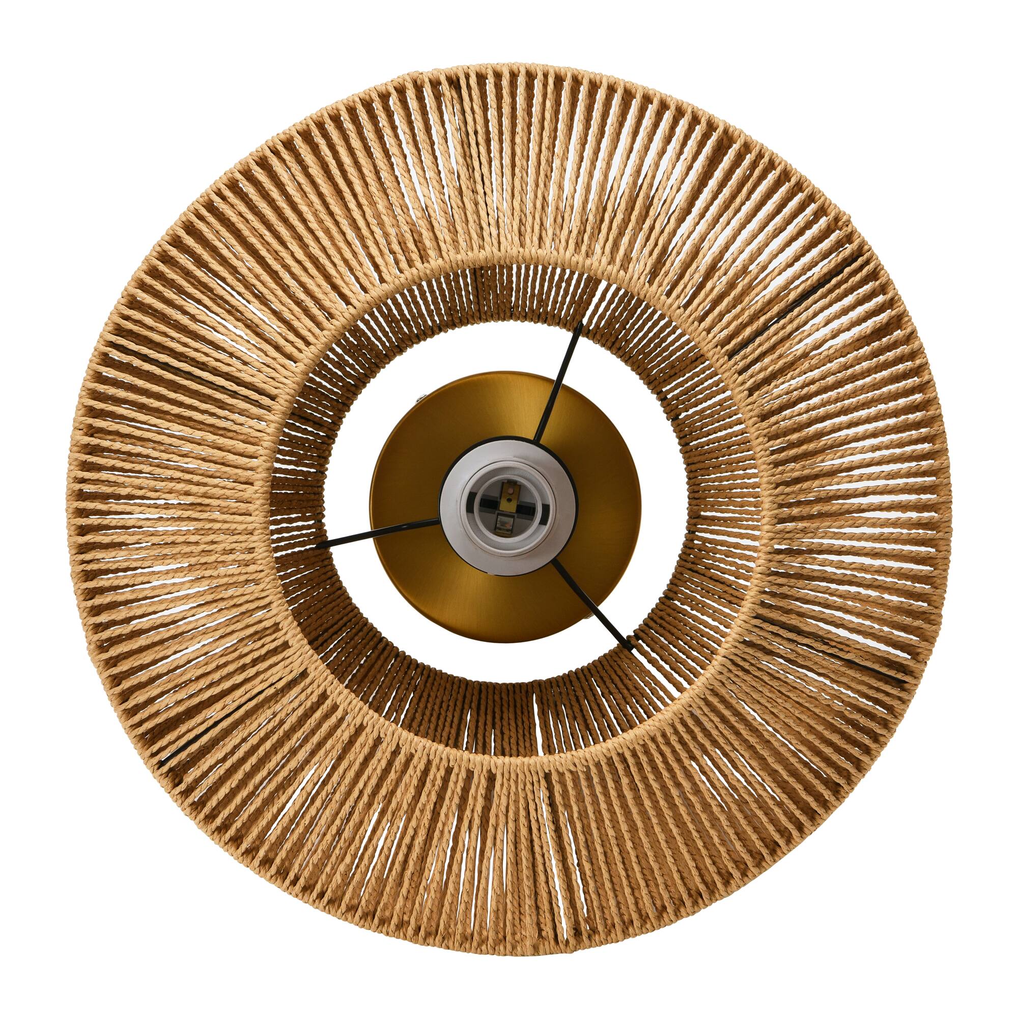 Hello Honey® 13.8" Coastal Ceiling Lamp with Natural Paper Rope Shade and Iron Base